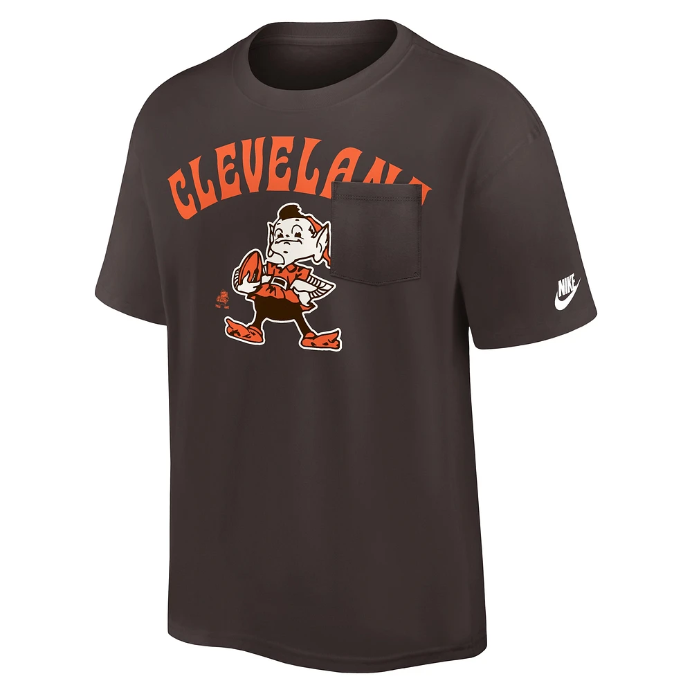 Men's Nike Brown Cleveland Browns Rewind Heavy Max90 Pocket T-Shirt