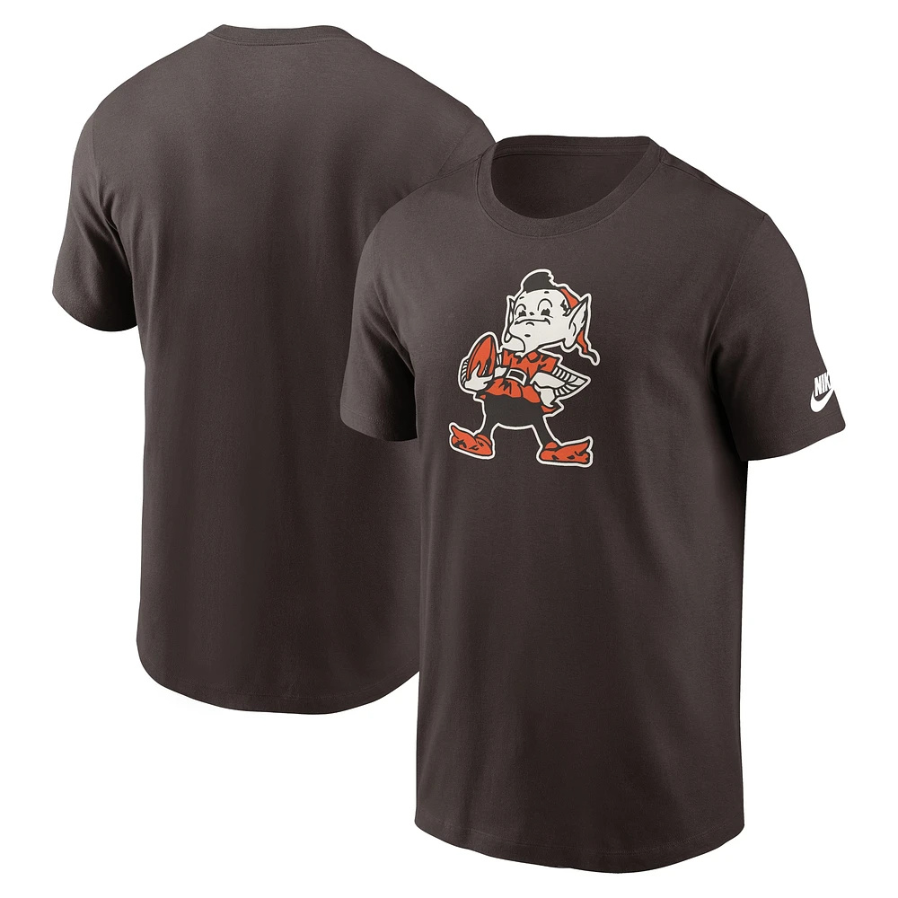 Men's Nike Brown Cleveland Browns Rewind Logo Essential T-Shirt