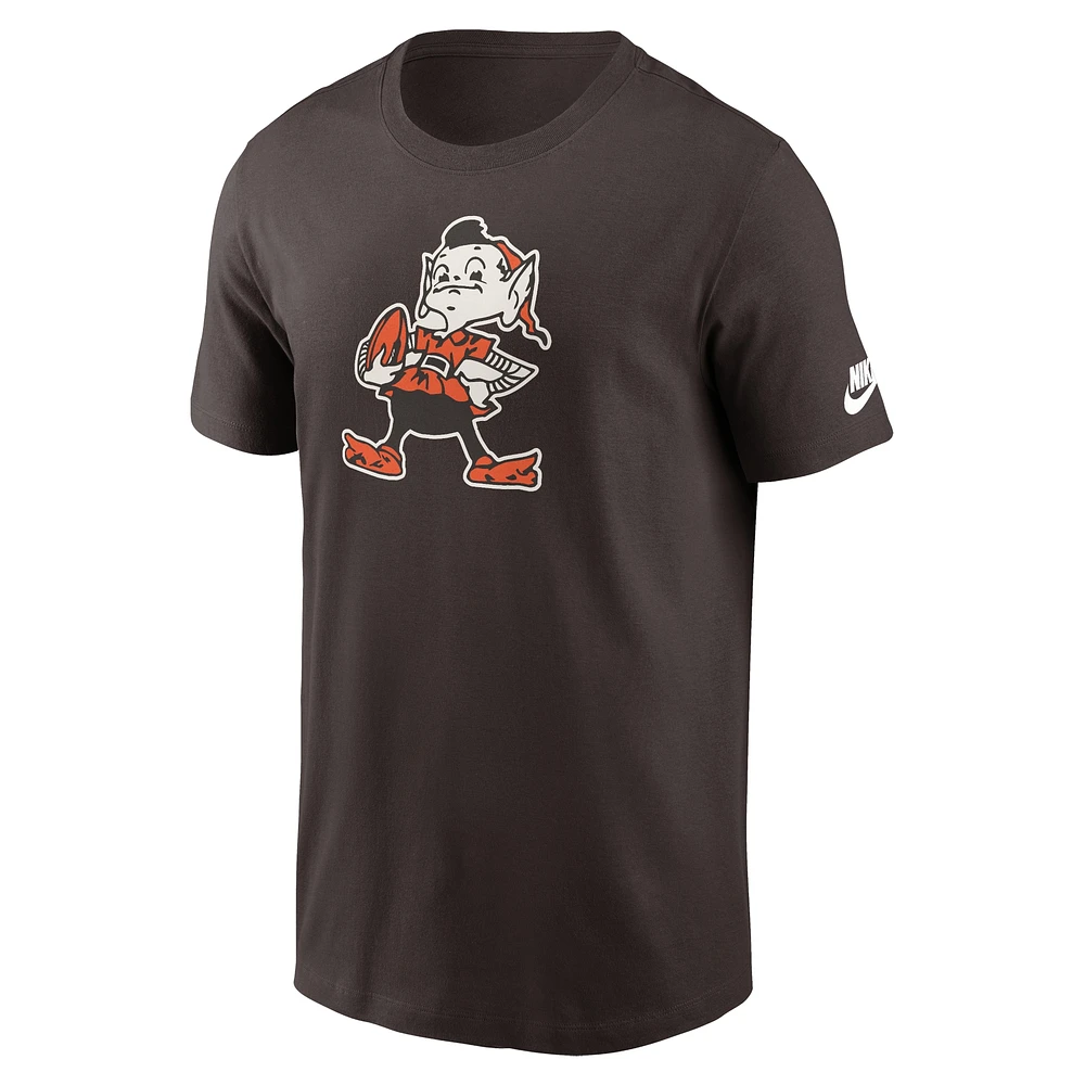 Men's Nike Brown Cleveland Browns Rewind Logo Essential T-Shirt