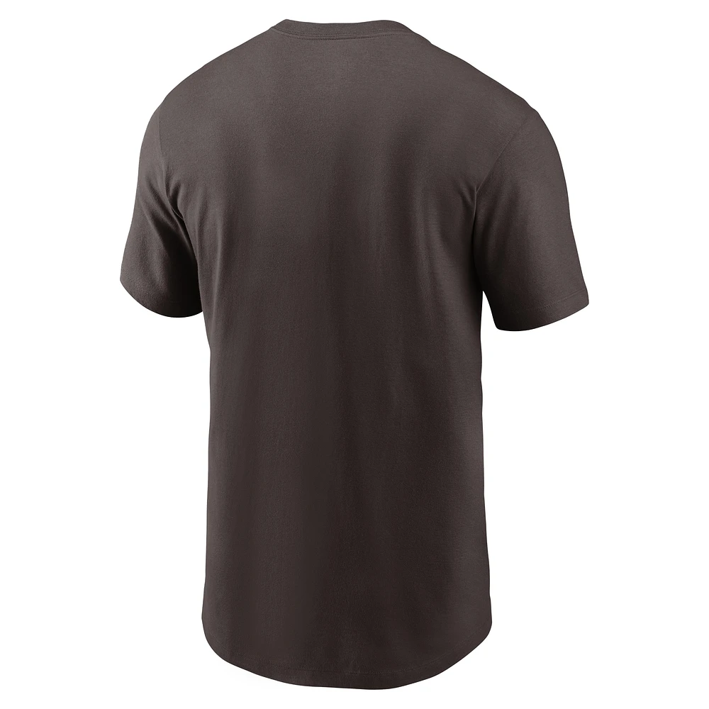 Men's Nike Brown Cleveland Browns Rewind Logo Essential T-Shirt