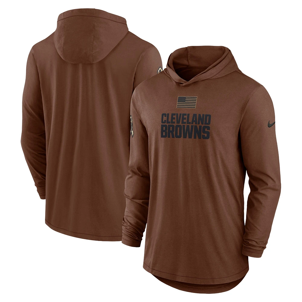 T-shirt à capuche léger manches longues Nike Cleveland Browns Salute To Service pour homme