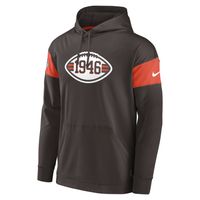 Men's Nike Brown Cleveland Browns Sideline Arch Jersey Performance Pullover Hoodie