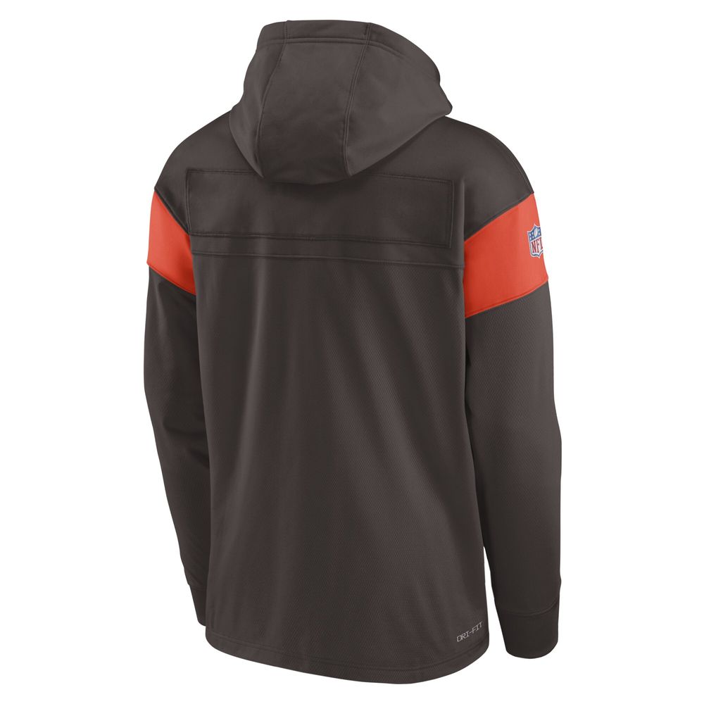 Men's Nike Brown Cleveland Browns Sideline Arch Jersey Performance Pullover Hoodie