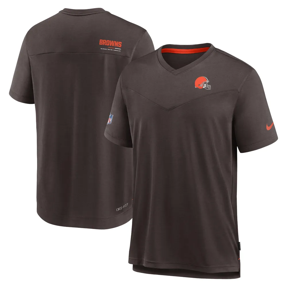 Lids Cleveland Browns Nike Sideline Coach Chevron Lock Up Logo V-Neck  Performance T-Shirt - Brown