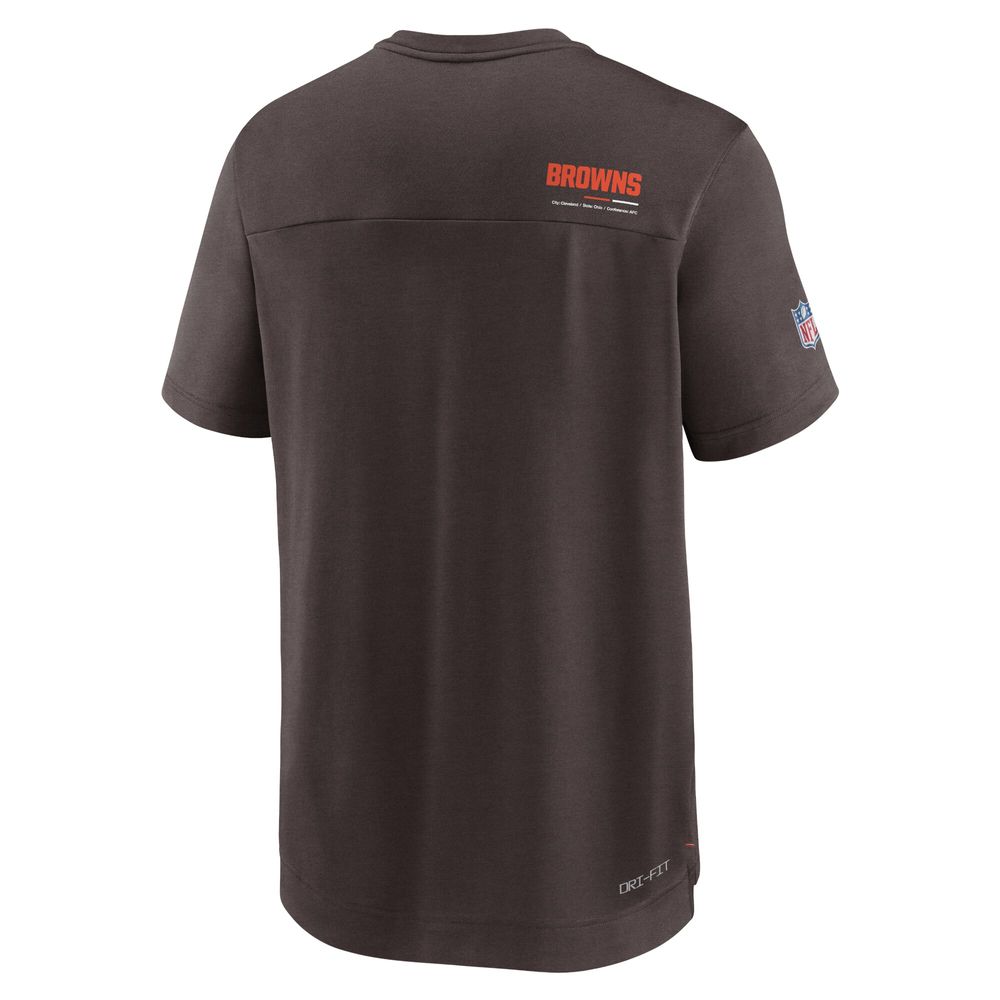 Men's Nike Brown Cleveland Browns Sideline Coach Chevron Lock Up Logo V-Neck Performance T-Shirt