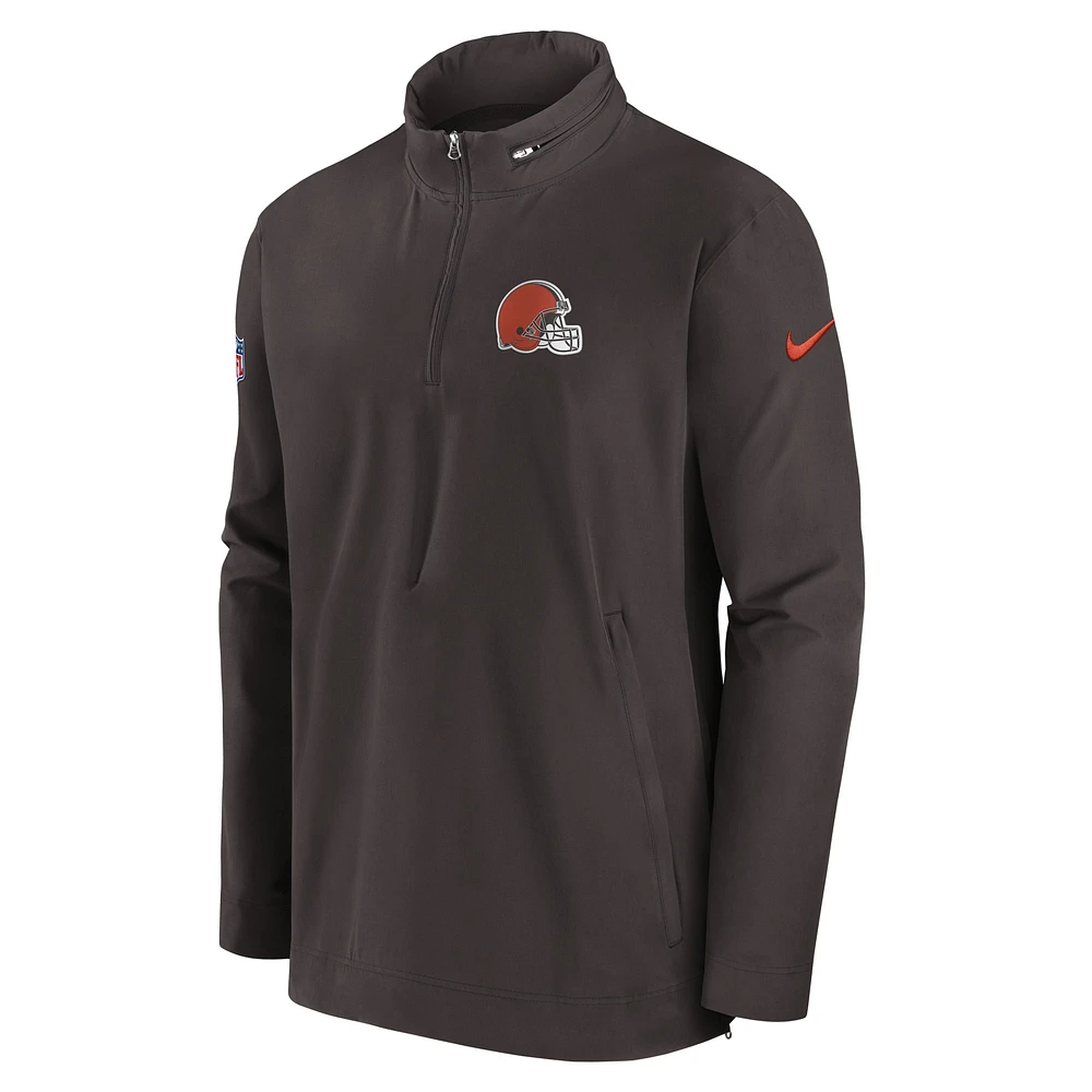 Men's Nike Brown Cleveland Browns Sideline Coach Half-Zip Jacket