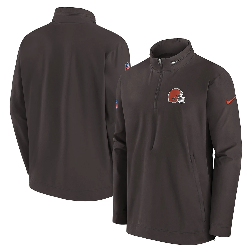 Men's Nike Brown Cleveland Browns Sideline Coach Half-Zip Jacket