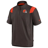 Men's Nike Brown Cleveland Browns Sideline Coaches Chevron Lockup Pullover Top