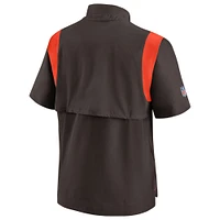 Men's Nike Brown Cleveland Browns Sideline Coaches Chevron Lockup Pullover Top