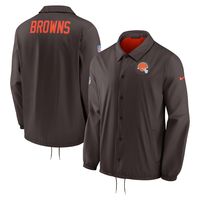 Men's Nike Brown Cleveland Browns Sideline Coaches Performance Full-Snap Jacket