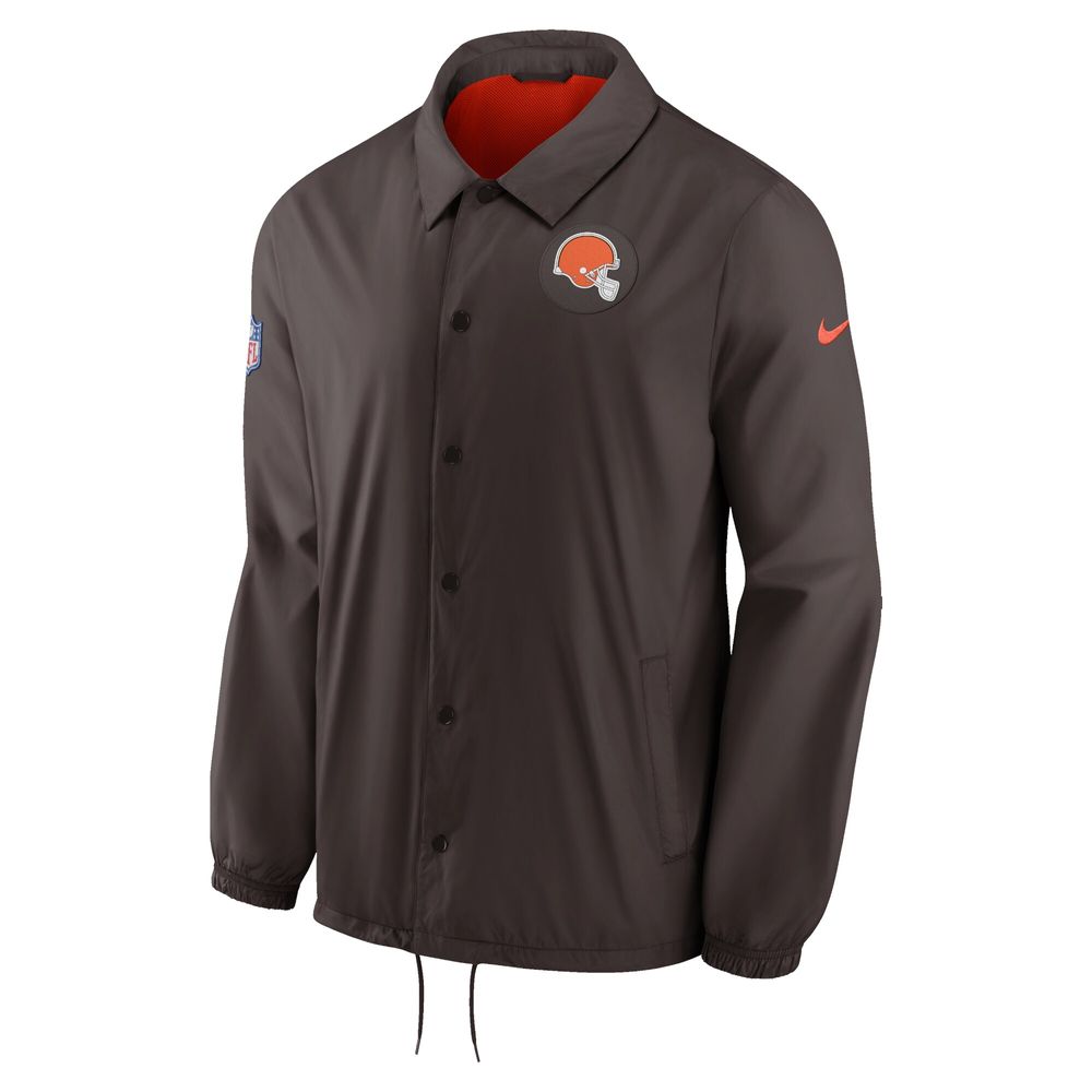 Men's Nike Brown Cleveland Browns Sideline Coaches Performance Full-Snap Jacket