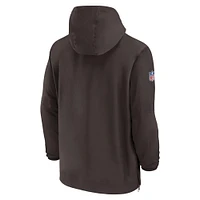 Chandail à capuchon demi-glissière Nike Cleveland Browns Sideline pour homme, marron