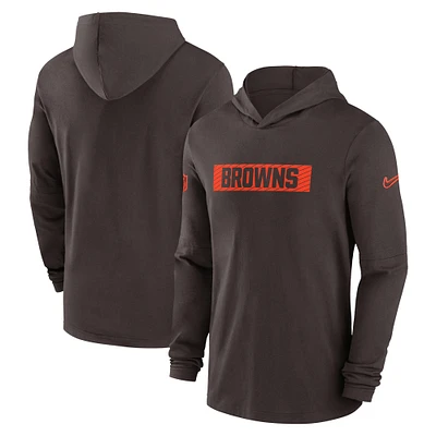 Men's Nike Brown Cleveland Browns Sideline Hoodie Performance Long Sleeve T-Shirt