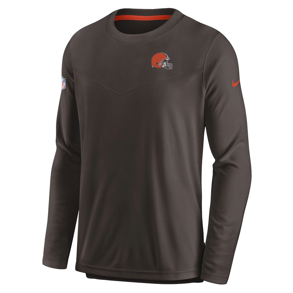 Men's Nike Brown Cleveland Browns Sideline Lockup Performance - Long Sleeve T-Shirt