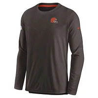 Men's Nike Brown Cleveland Browns Sideline Lockup Performance - Long Sleeve T-Shirt