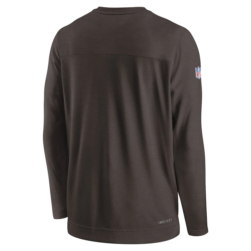Men's Nike Brown Cleveland Browns Sideline Lockup Performance - Long Sleeve T-Shirt