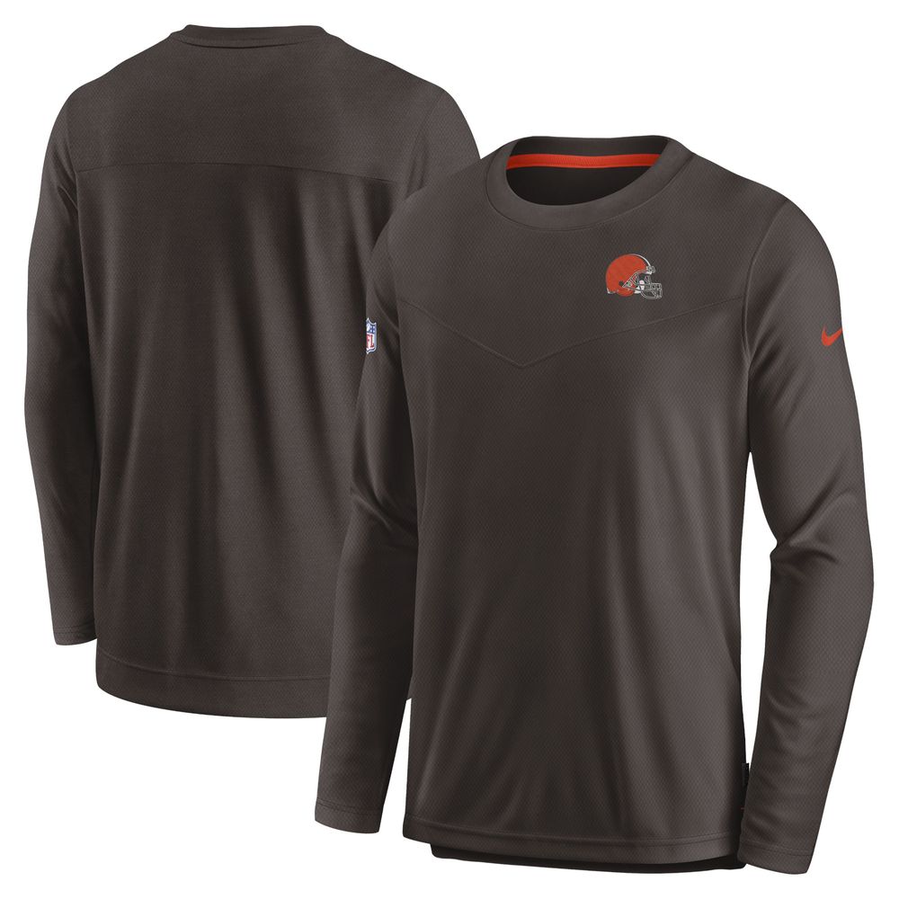 Men's Nike Brown Cleveland Browns Sideline Lockup Performance - Long Sleeve T-Shirt