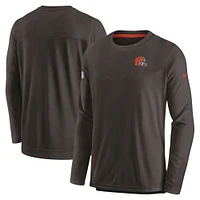 Men's Nike Brown Cleveland Browns Sideline Lockup Performance - Long Sleeve T-Shirt