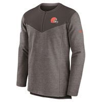 Men's Nike Brown Cleveland Browns Sideline Lockup Performance - Quarter-Zip Top