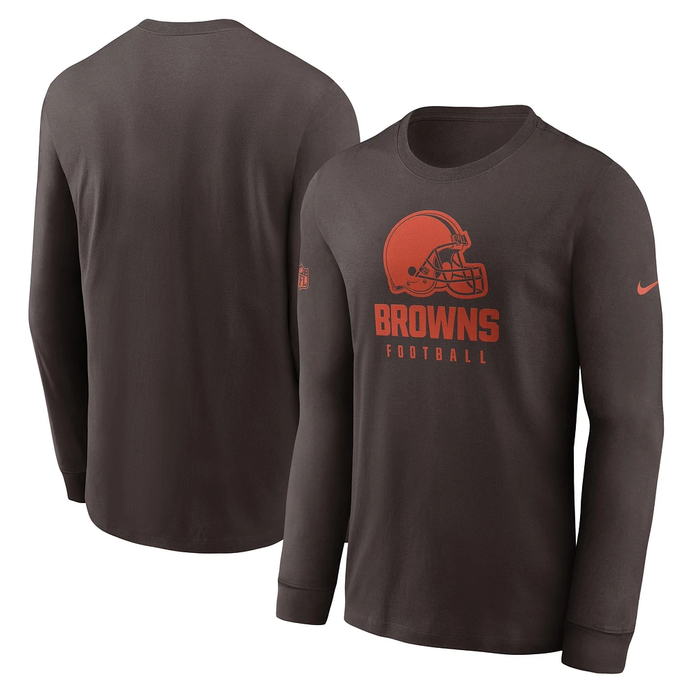 Men's Nike Brown Cleveland Browns Sideline Performance Long Sleeve T-Shirt