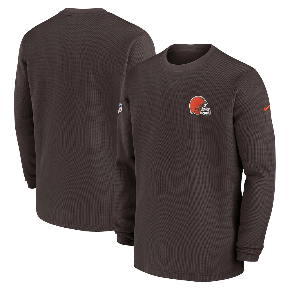 T-shirt à manches longues Nike Cleveland Browns Sideline Performance pour homme