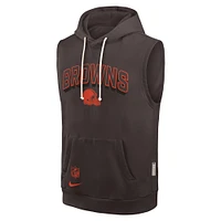Sweat à capuche sans manches Nike Brown Cleveland Browns Sideline Performance pour homme