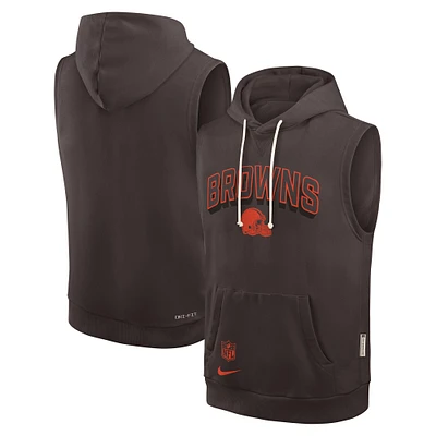 Sweat à capuche sans manches Nike Brown Cleveland Browns Sideline Performance pour homme