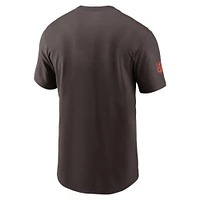 T-shirt Nike marron pour homme, coupe latérale, Cleveland Browns