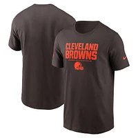 T-shirt Nike marron pour homme, coupe latérale, Cleveland Browns
