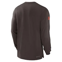 T-shirt à manches longues Nike marron Cleveland Browns Sideline Player Performance pour homme