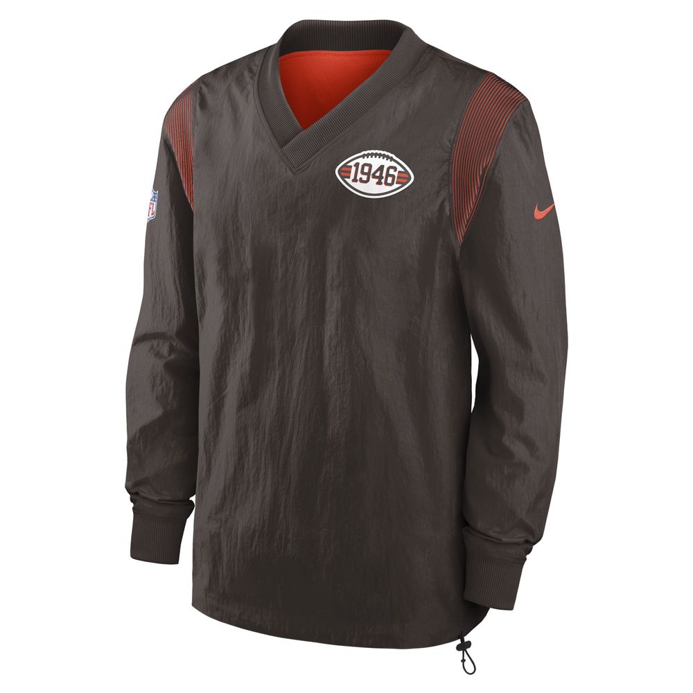 Men's Nike Brown Cleveland Browns Sideline Team ID Reversible Pullover Windshirt