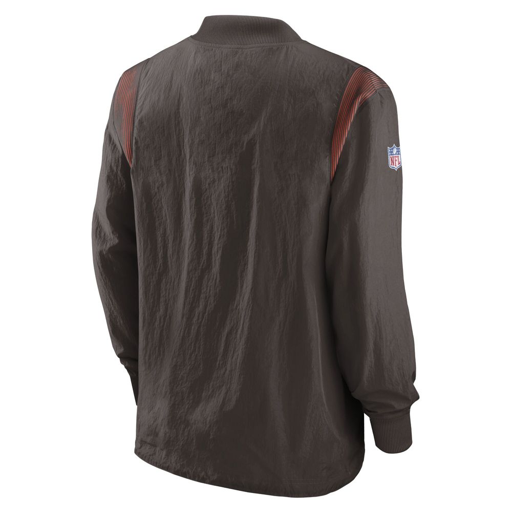 Men's Nike Brown Cleveland Browns Sideline Team ID Reversible Pullover Windshirt