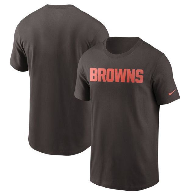 T-shirt Nike marron pour hommes des Cleveland Browns avec le mot-symbole de l'équipe