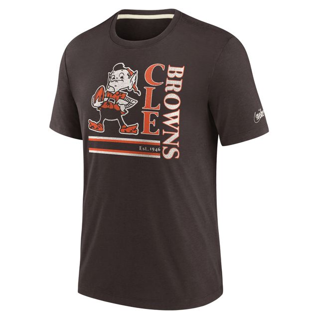 T-shirt à trois mélanges Nike Cleveland Browns Wordmark Logo pour homme, marron