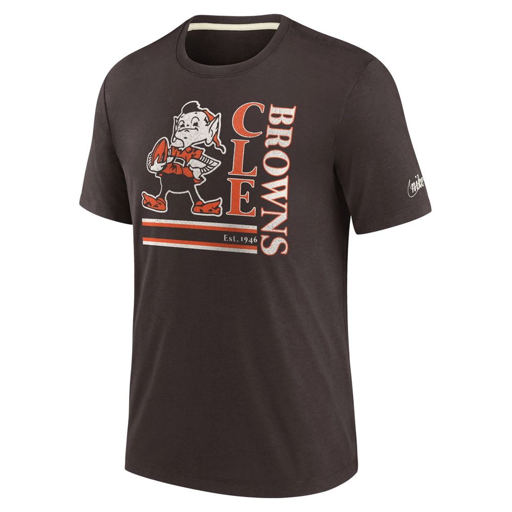 Men's Nike Brown Cleveland Browns Wordmark Logo Tri-Blend T-Shirt