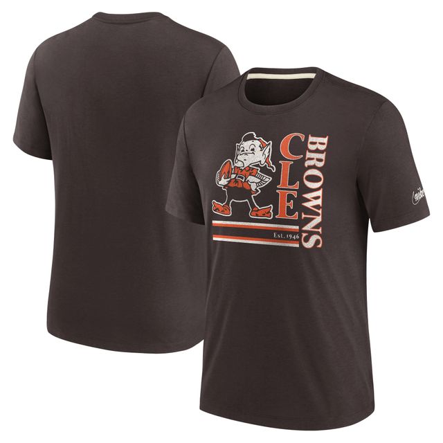 T-shirt à trois mélanges Nike Cleveland Browns Wordmark Logo pour homme, marron