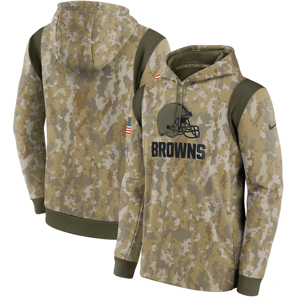 Men's Nike Camo Cleveland Browns 2021 Salute To Service - Therma Performance Pullover Hoodie