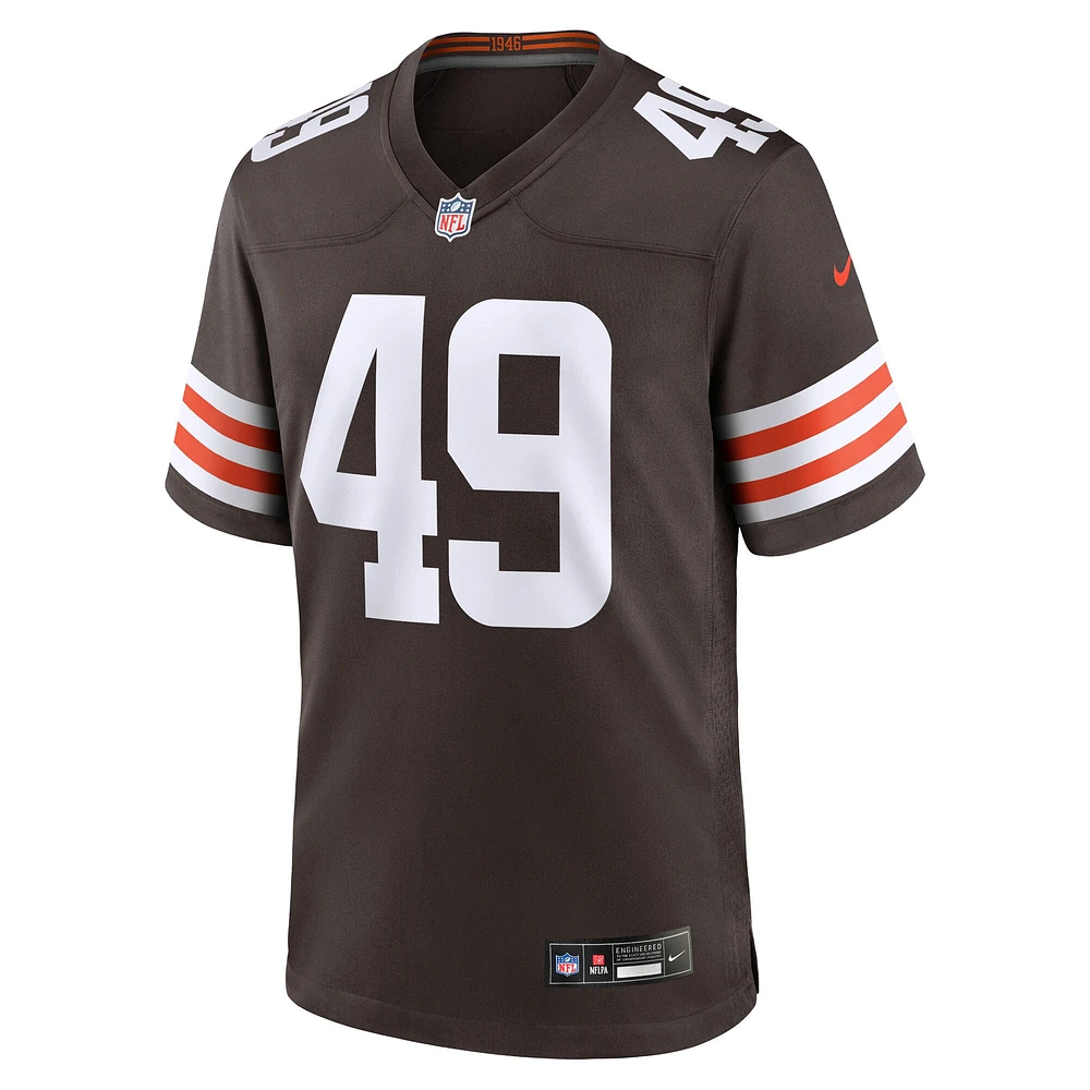 Men's Nike Carson Schwesinger Brown Cleveland Browns 2025 NFL Draft Game Jersey