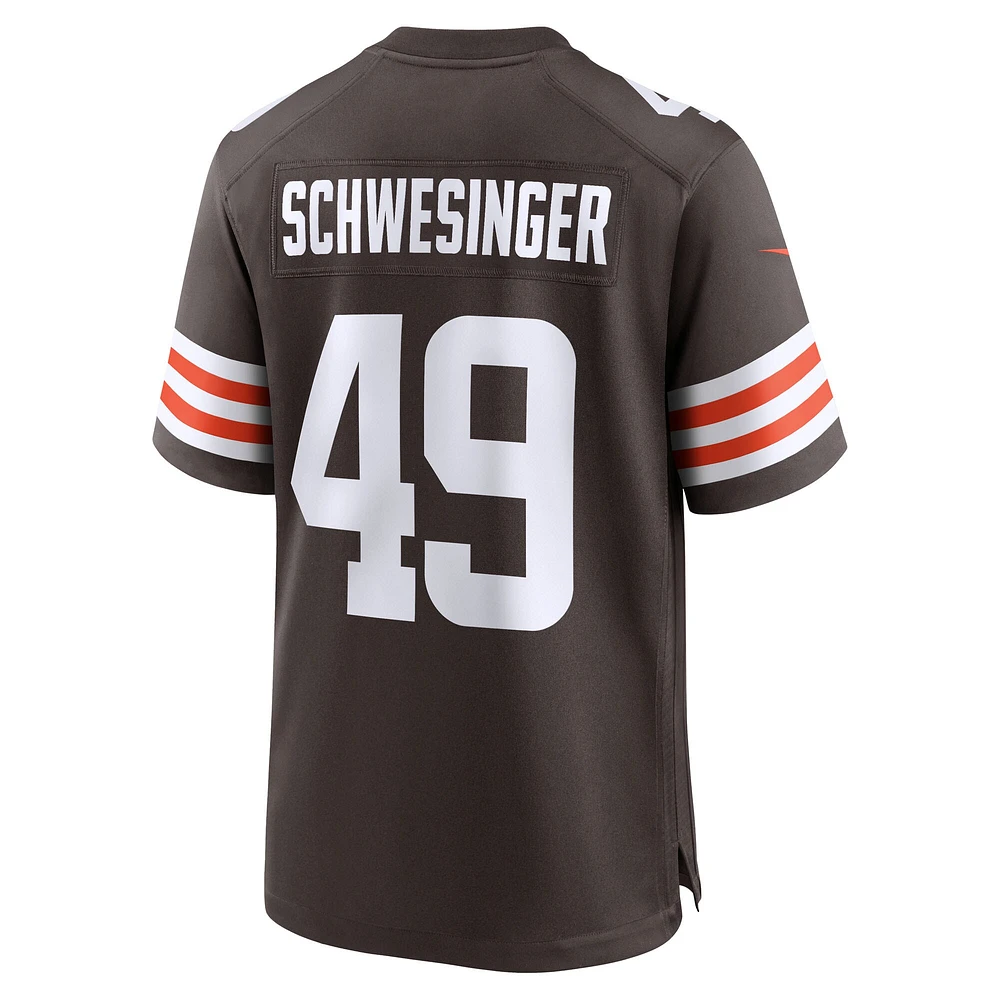 Men's Nike Carson Schwesinger Brown Cleveland Browns 2025 NFL Draft Game Jersey