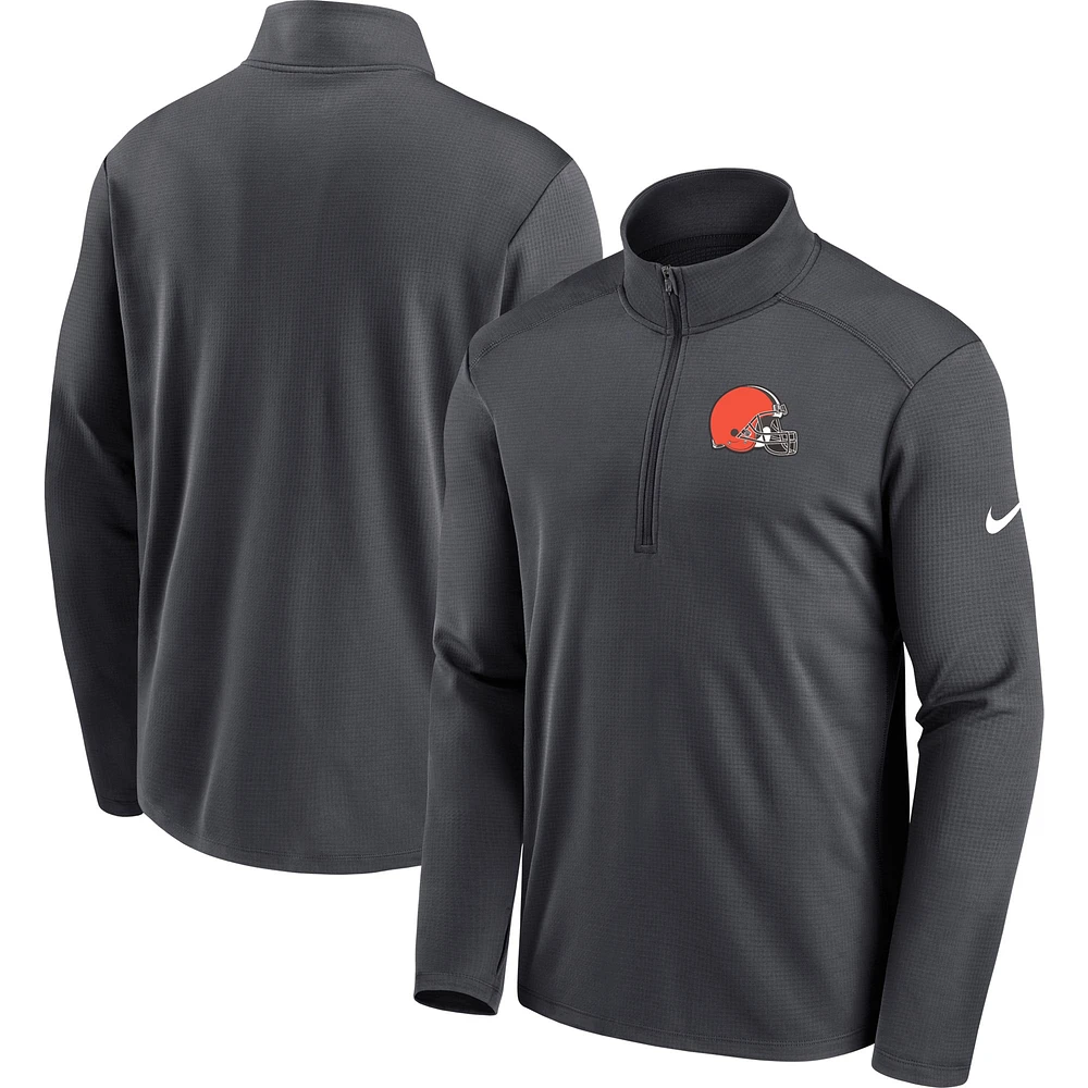 Men's Nike Charcoal Cleveland Browns Pacer Performance Quarter-Zip Jacket