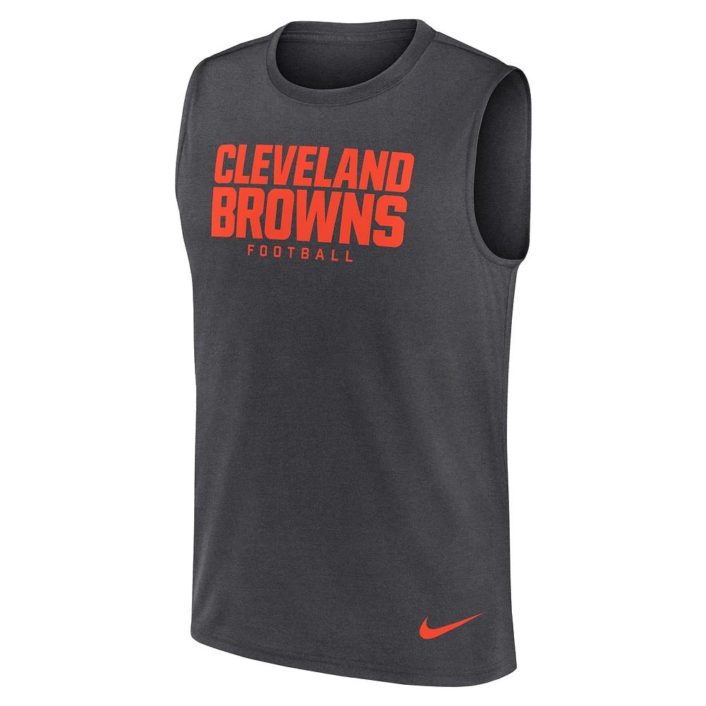 Men's Nike Charcoal Cleveland Browns Primetime Legend Performance Muscle Tank Top