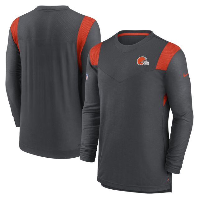 T-shirt à manches longues pour homme Nike Cleveland Browns Charcoal Sideline Performance