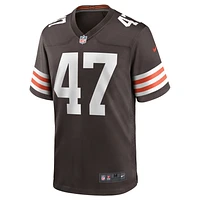 Maillot de match Nike Charley Hughlett pour hommes, marron, Cleveland Browns