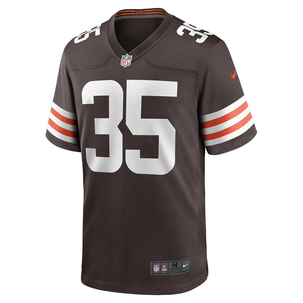 Maillot de match l'équipe Nike Charlie Thomas Brown des Cleveland Browns pour homme