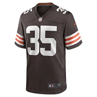 Maillot de match l'équipe Nike Charlie Thomas Brown des Cleveland Browns pour homme