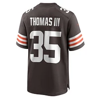 Maillot de match l'équipe Nike Charlie Thomas Brown des Cleveland Browns pour homme