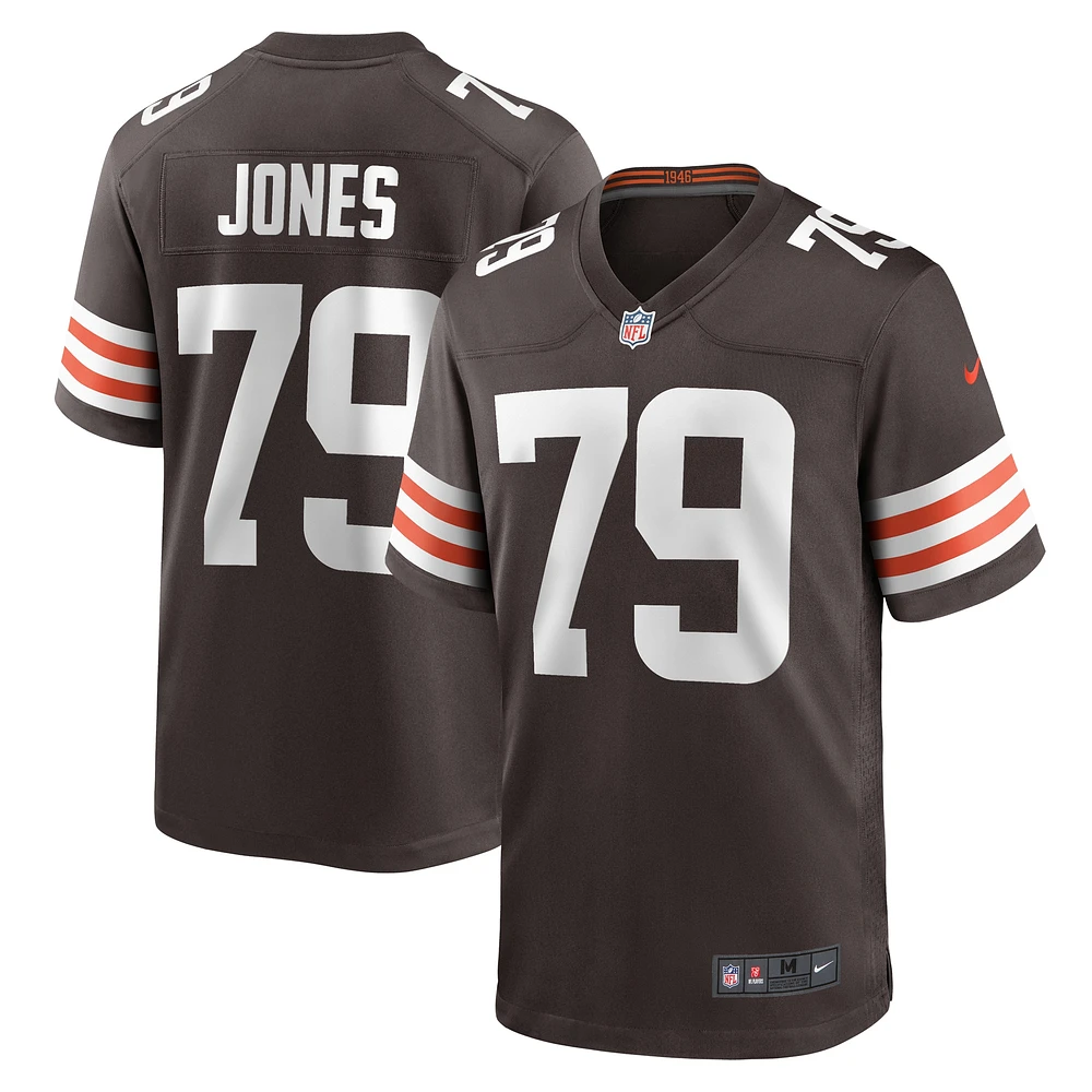 Maillot Nike Dawand Jones marron pour hommes des Cleveland Browns Team Game