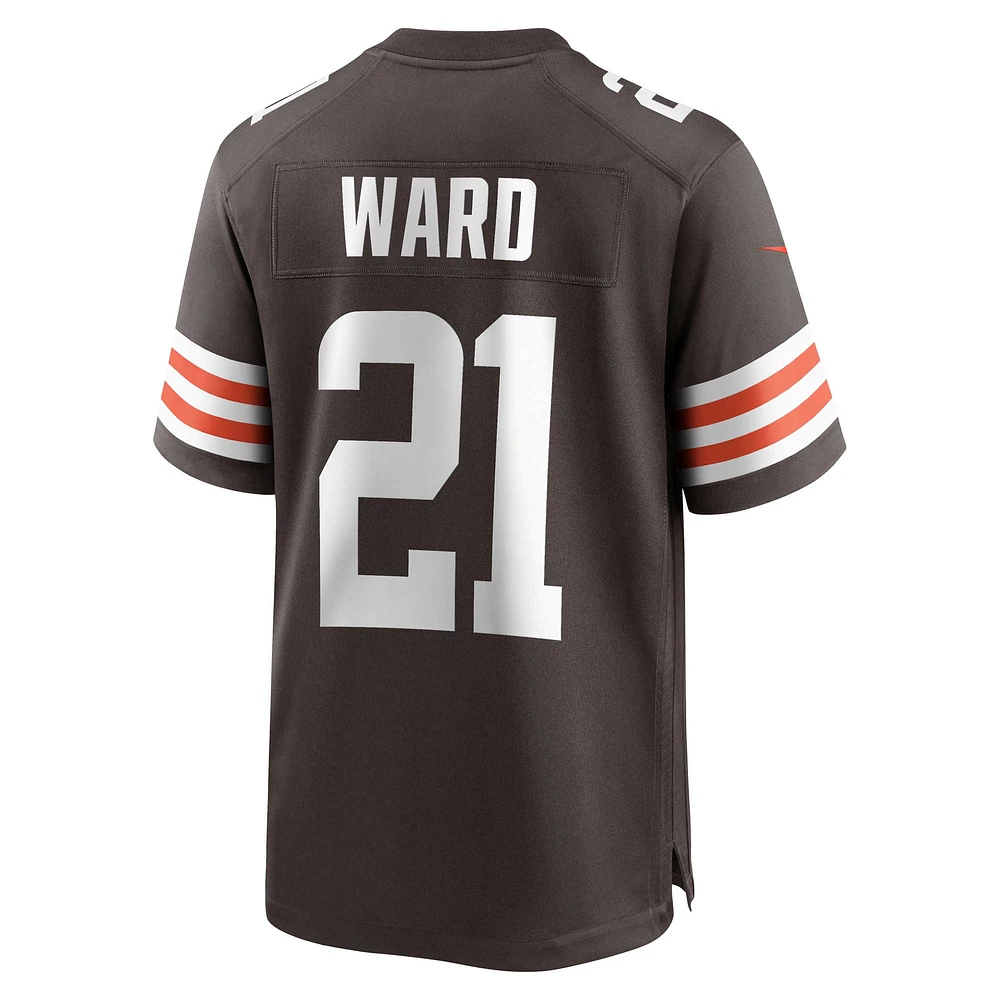 Maillot de match Nike Denzel Ward pour hommes, marron, Cleveland Browns