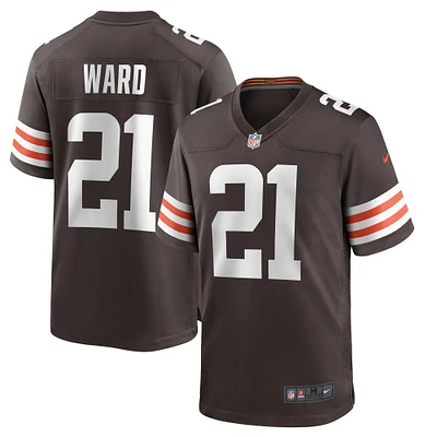 Maillot de match joueur Nike Denzel Ward marron des Cleveland Browns pour homme