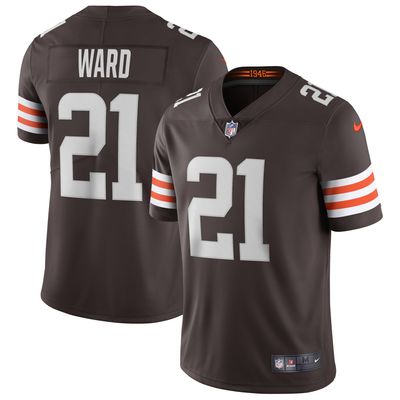 Men's Nike Denzel Ward Brown Cleveland Browns Vapor Limited Jersey